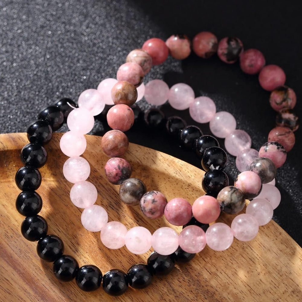 🆕New Loving Life Gemstone Bracelet Set -Rose Quartz, Rhodonite & Onyx